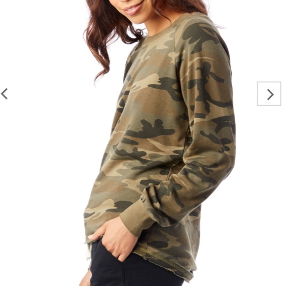 Alternative Apparel Lazy Day Green Camo Pullover Sweatshirt M - Picture 4 of 14